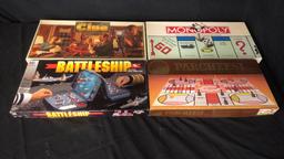 PARCHEESI, CLUE, MONOPOLY & BATTLESHIP