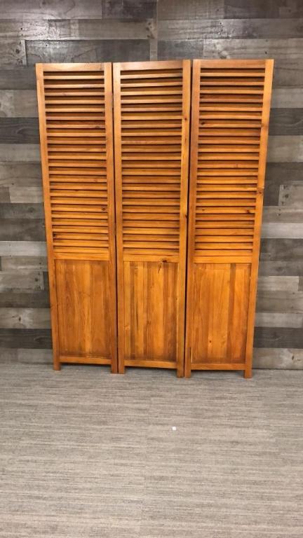 3-PANEL WOOD ROOM DIVIDER FOLDING PRIVACY SCREEN