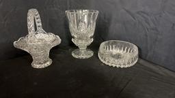 CRYSTAL VASE, BLASKET & CENTERPIECE BOWL