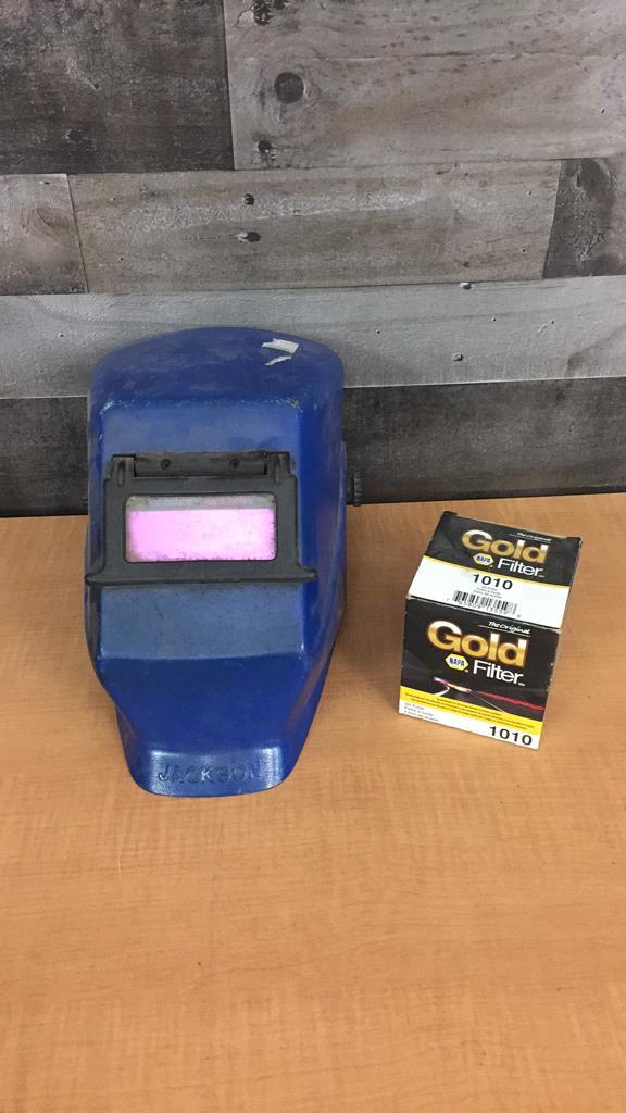 JACKSON BLUE WELDING HELMET & GOLD  FILTER