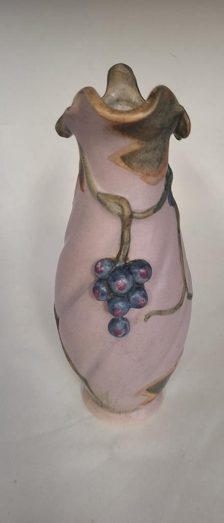 ANTIQUE WELLER GRAPES & VINE PITCHER VASE