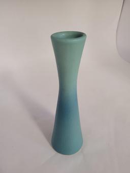 VAN BRIGGLE OMBRE MING BLUE HOURGLASS BUD VASE