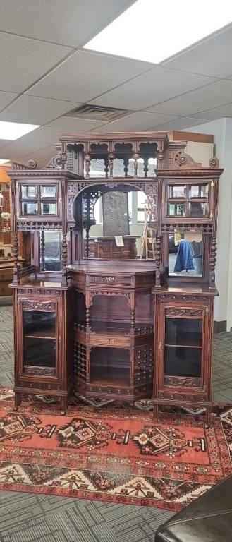 ANTIQUE GOTHIC REVIVIAL CURIO CABINET