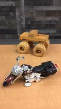 1996 HARLEY DAVIDSON MOTORCYCLE & BLOCK TRUCK TOYS