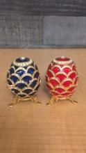 ENAMEL FABERGE EGG STYLE TRINKET BOXES