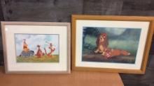 FOX & THE HOUND LITHOGRAPH & WINNIE THE POOH PRINT