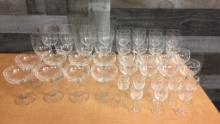 40PC FLORAL ETCHED GLASSWARE SET