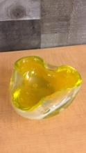 MCM  OPALESCENT YELLOW FOLDED RIM DISH