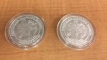 2) .999 FINE SILVER PROSPECTOR COINS