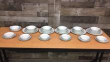 NORITAKE CHINA "DAMASK" PLATE & BOWL 40PC SET