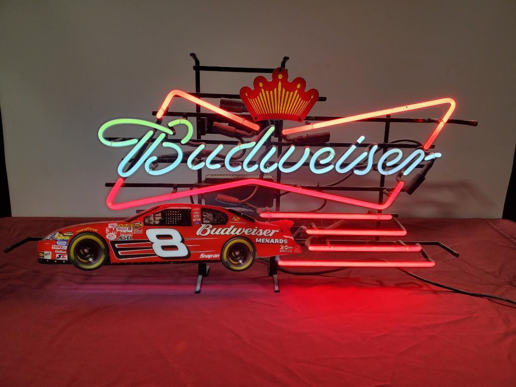 Budweiser Bud Dale Earnhardt Jr Neon Beer and NASCAR Sign