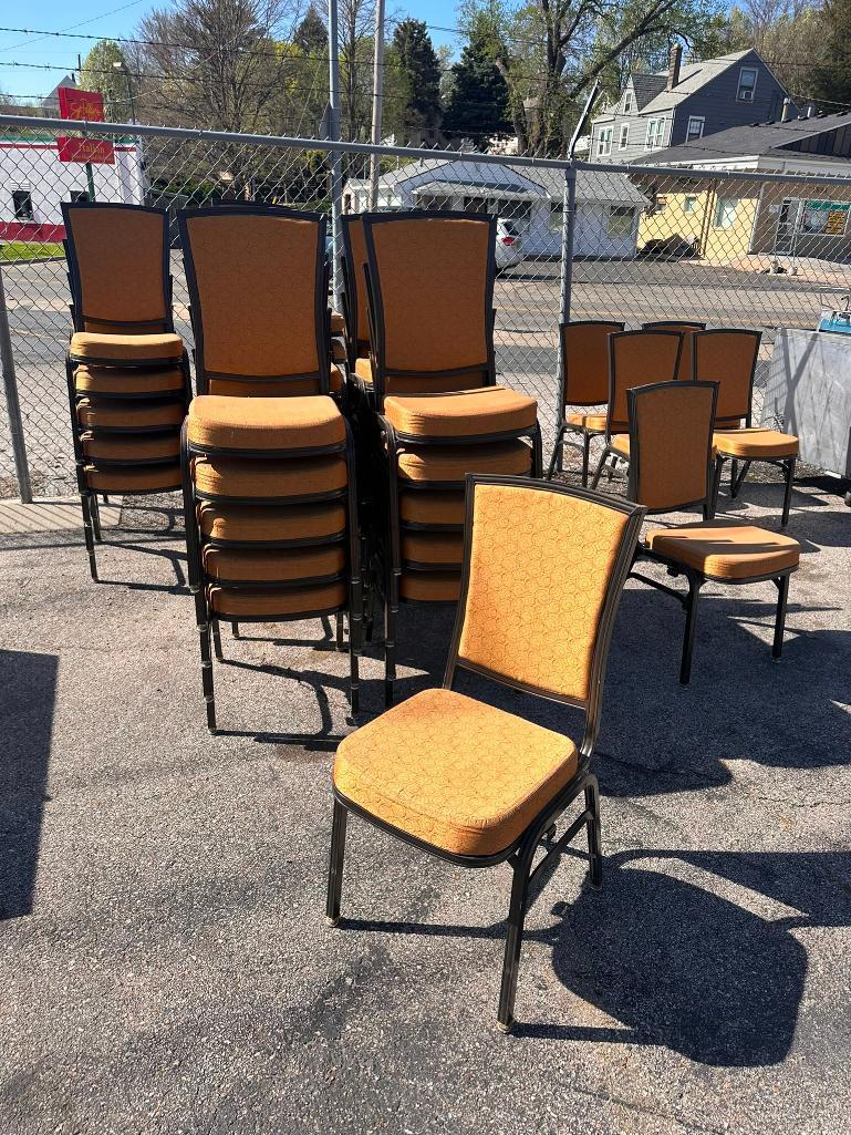 (46) High-Quality Banquet Room Stack Chairs, Metal Frame, Padded Seat/Back, Restaurant Chairs,