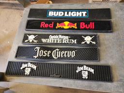 5 Rubber Liquor Bar Mats, Jose Cuervo, Cap'n Morgan Rum, Red Bull, Jim Beam, Bud Light