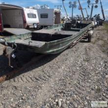 BOAT, 23FT ALUMINUM HULL, 52IN BEAM, WITH SINGLE AXLE TRAILER