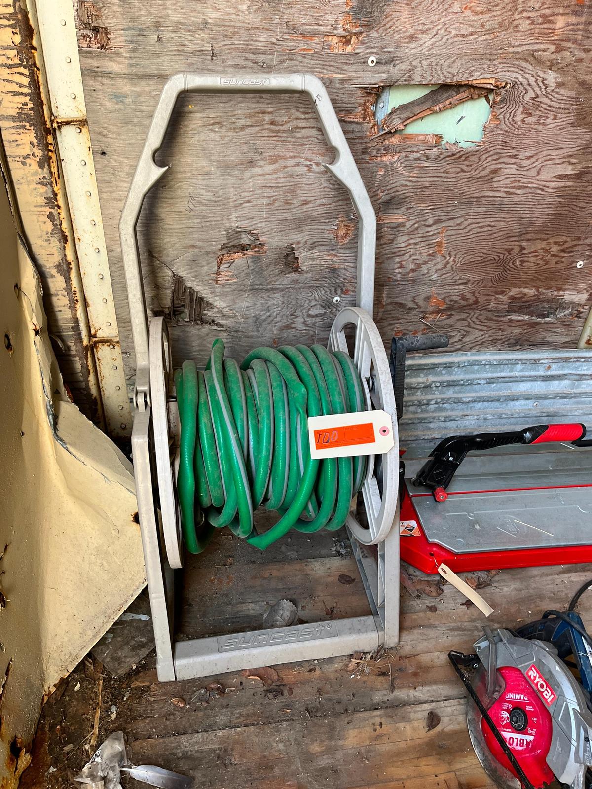 SUNSET GARDEN HOSE REEL WITH HOSE SUPPORT EQUIPMENT