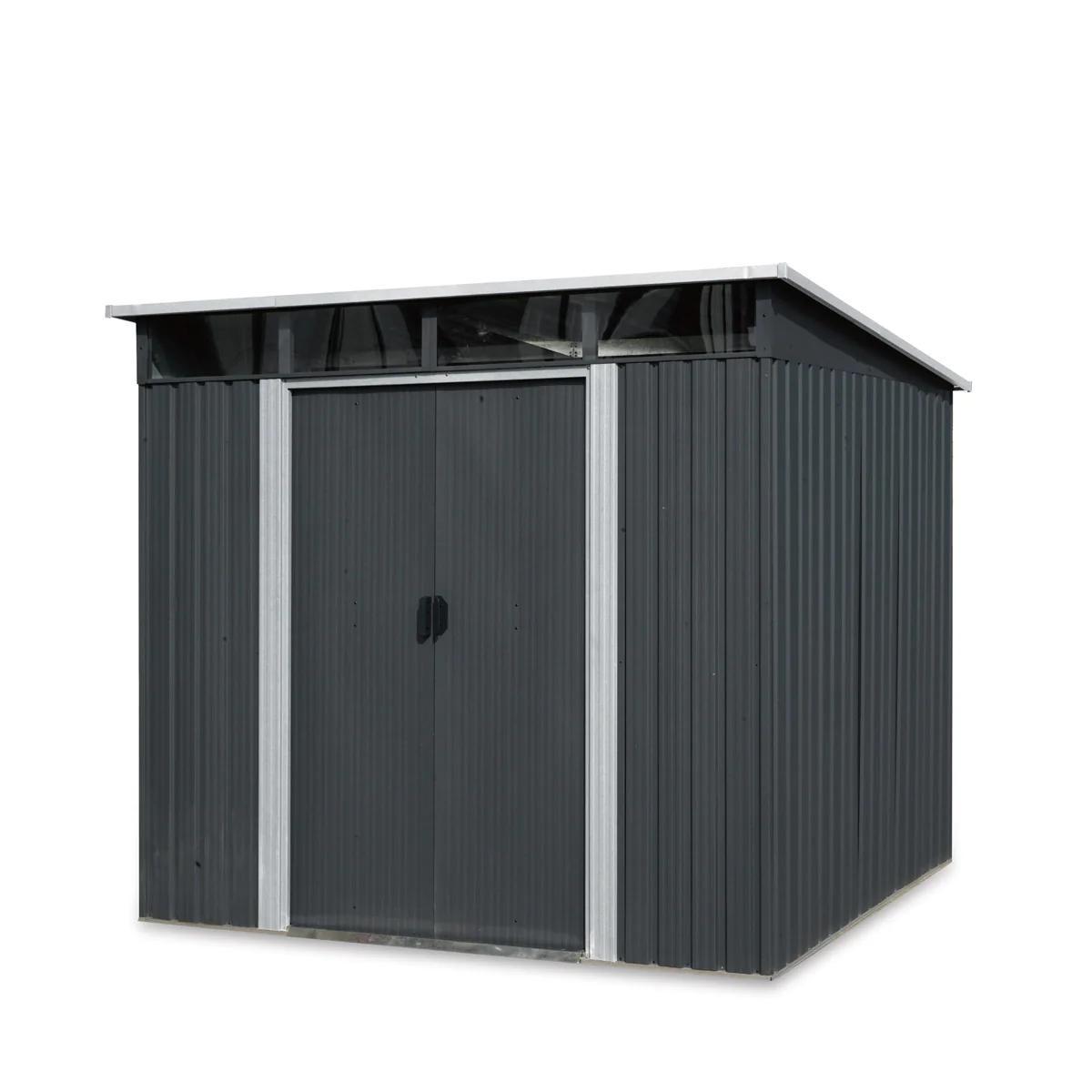 NEW SUPPORT EQUIPMENT NEW TMG 6' x 8' Galvanized Metal Pent Shed w/Skylight, 41'' Sliding Door, 29