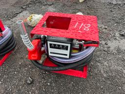 NEW 12V DIESEL FUEL PUMP W/ FLOW METER NEW SUPPORT EQUIPMENT