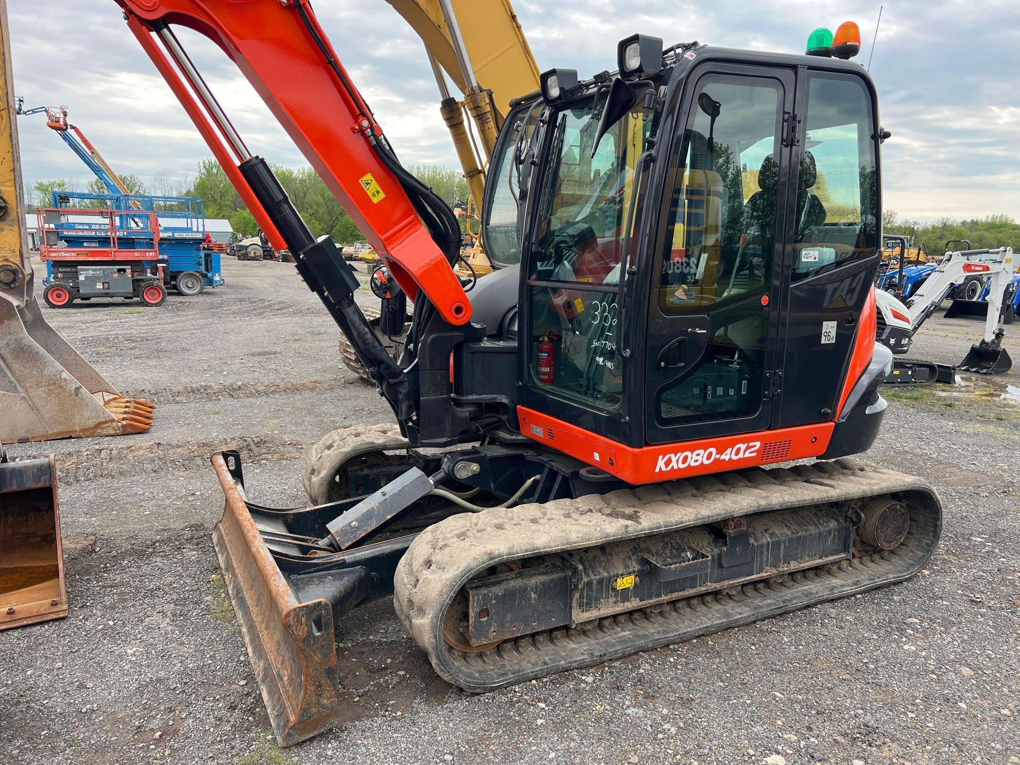 2022 KUBOTA KX80 HYDRAULIC EXCAVATOR SN:77044 powered by diesel engine, equipped with Cab, air,