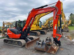 2022 KUBOTA KX80 HYDRAULIC EXCAVATOR SN:77044 powered by diesel engine, equipped with Cab, air,