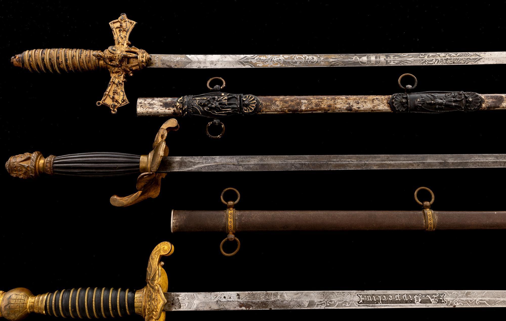 Group of Four (4) Interesting Fraternal Organization Swords, Post-Civil War to 1930's