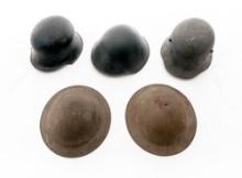 Lot of Five (5) Steel Helmets