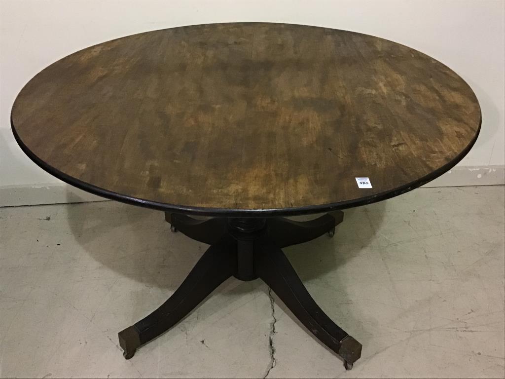 Lg. Pedestal Vintage Wood Round Table