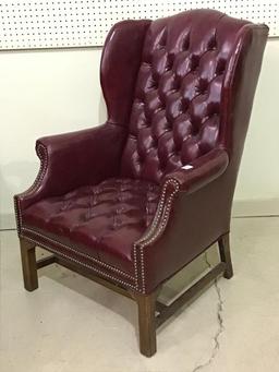 Burgundy Vinyl Tufted Seat & Back Upholstered