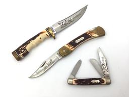 3 Piece Ducks Unlimited Bone Handle  Schrade Knife