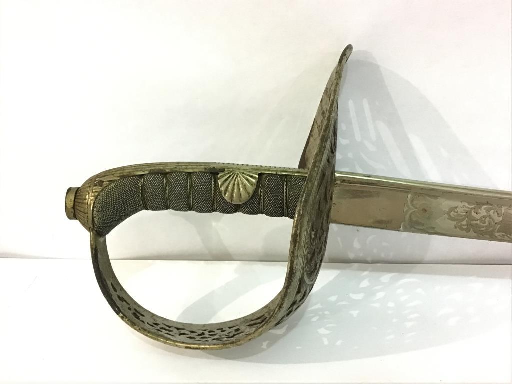 Ornate Vintage Sword w/ Sheath Marked August 1911