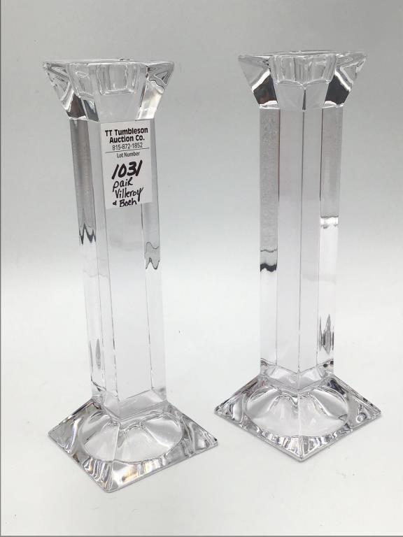 Pair of Villeroy & Boch 8 Inch Tall Crystal