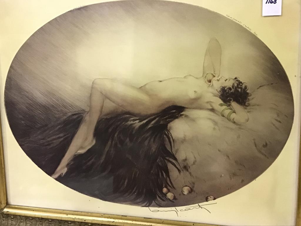 Framed Un-Known Icart Nude Lady Print