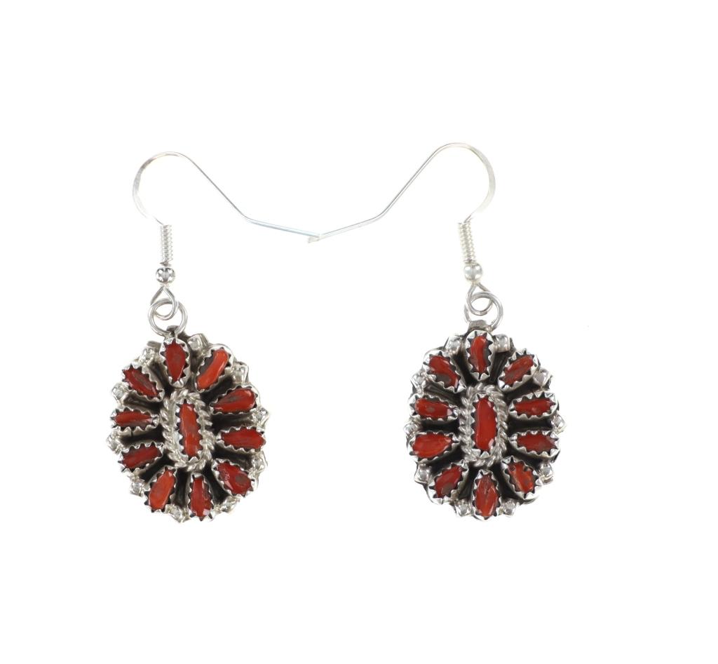 Navajo Silver Branch Coral Turquoise Jewelry Set