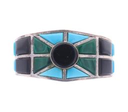 Amazing Navajo Stained Glass Inlaid Bracelet 1990