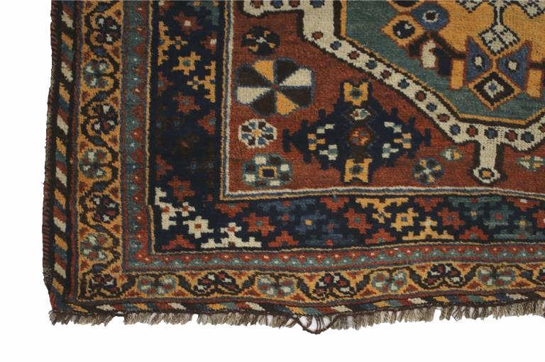 Persian Shiraz Hand Knotted Woven Wool Area Rug