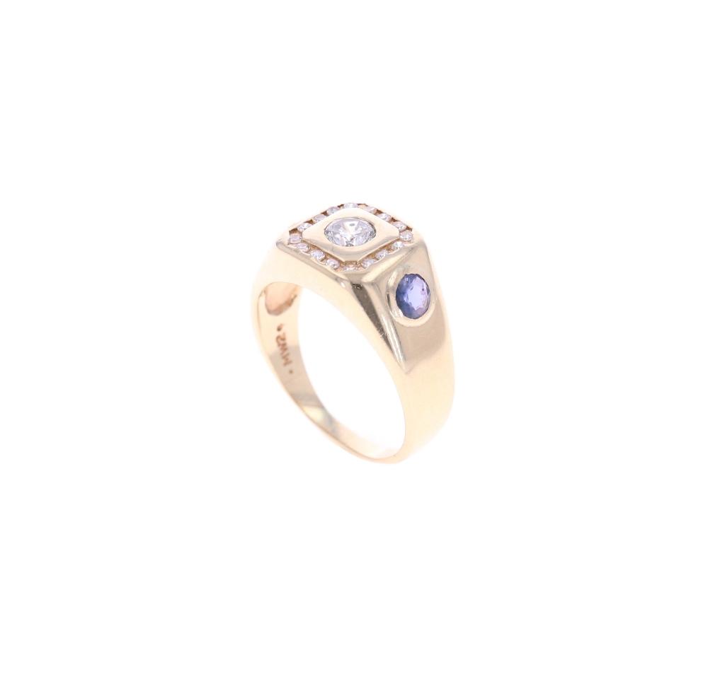 Montana Yogo Sapphire Diamond 14K Men's Ring