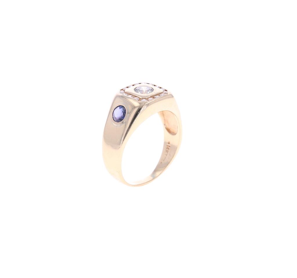 Montana Yogo Sapphire Diamond 14K Men's Ring