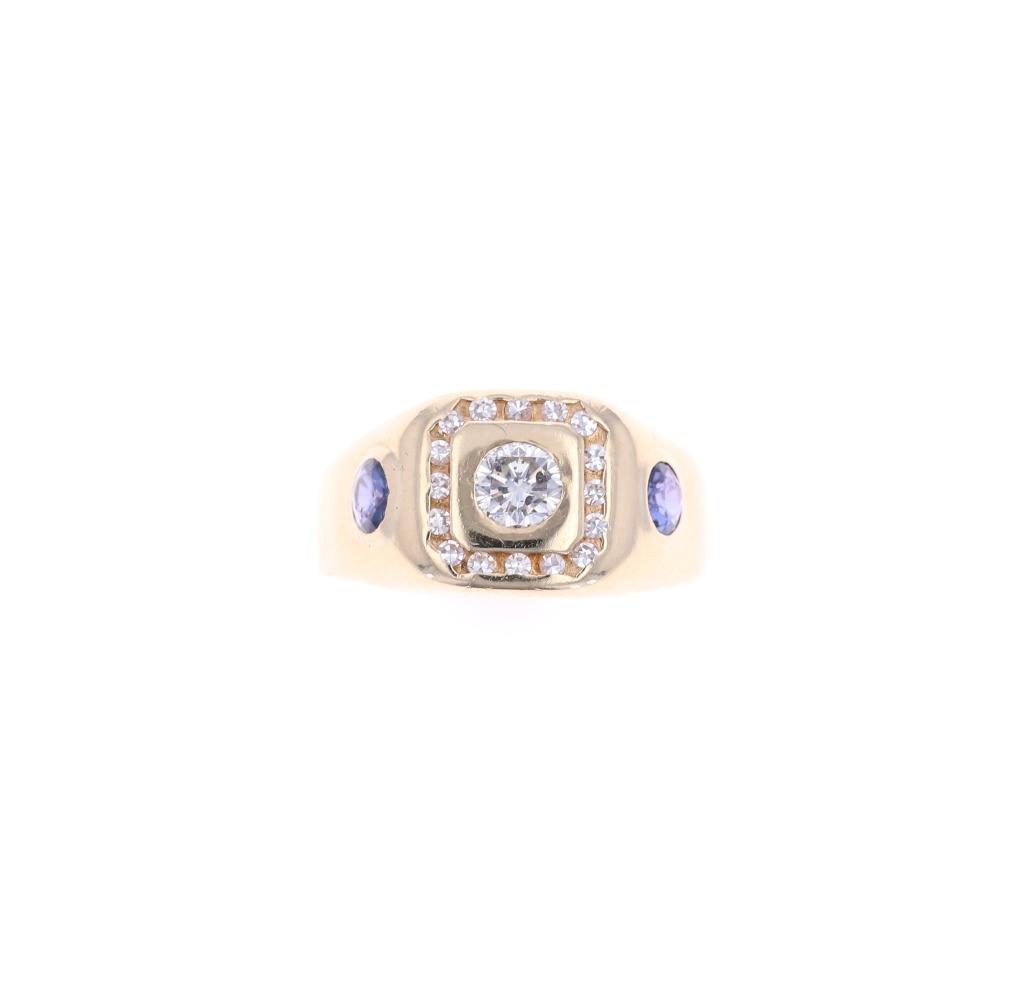 Montana Yogo Sapphire Diamond 14K Men's Ring