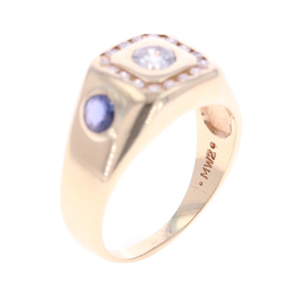 Montana Yogo Sapphire Diamond 14K Men's Ring