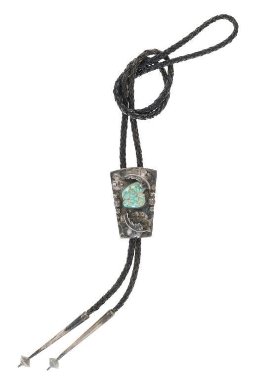 Two (2) Puebloan Silver Bolo Ties, circa mid 1900s