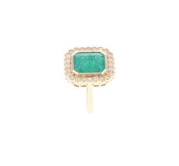 Opulent Emerald & Diamond 18K Yellow Gold Ring