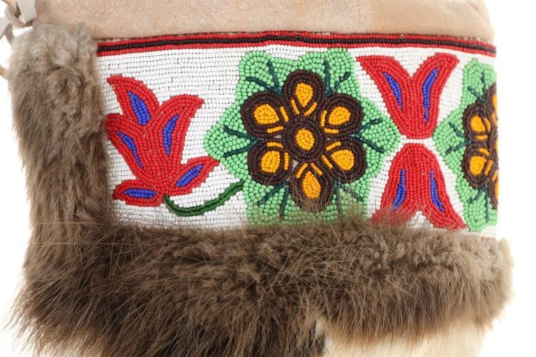 Mid 20th C Inuit First Nations Beaver Beaded Boots