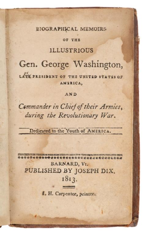 "Biographical Memoirs of G. Washington" Corry 1813