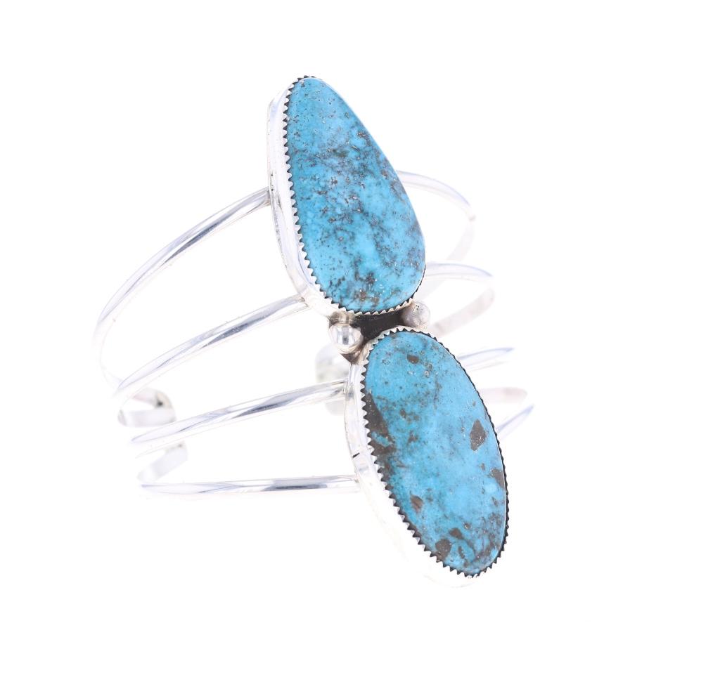 Navajo B Tsosie Sterling Silver Turquoise Bracelet