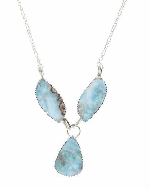 Navajo J. Begay Silver Larimar Necklace/ Earrings