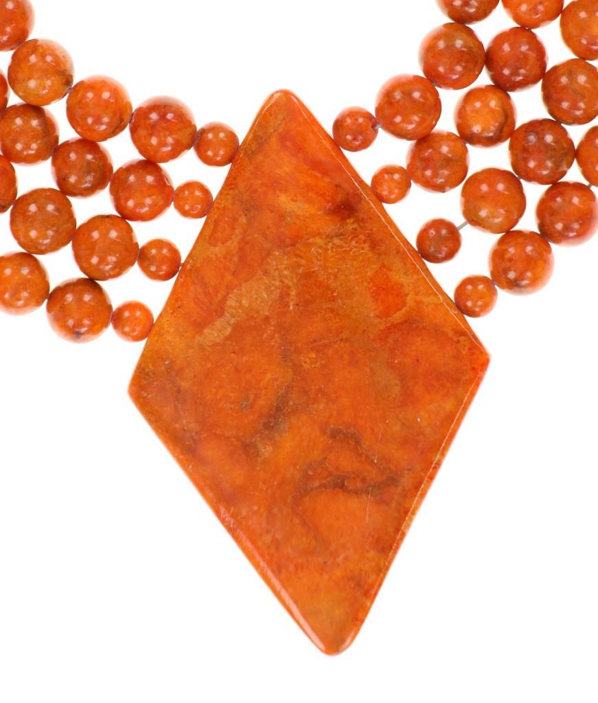 Orange & Red Jasper Polygonal Sphere Necklaces