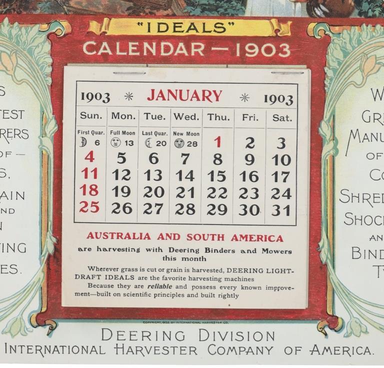 Deering Harvester Company Wall Calendar 1903