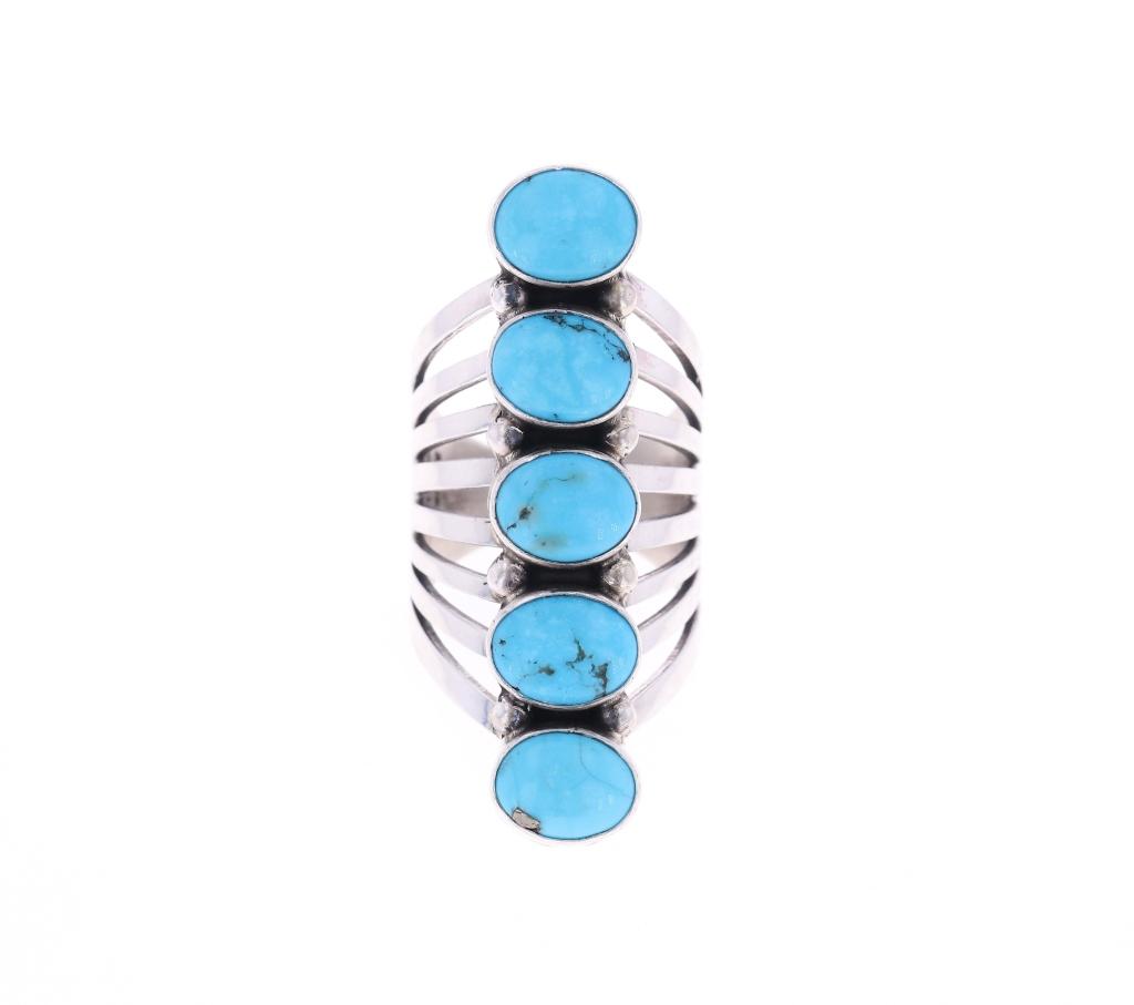 Navajo T. Yazzie Sterling Silver Turquoise Ring