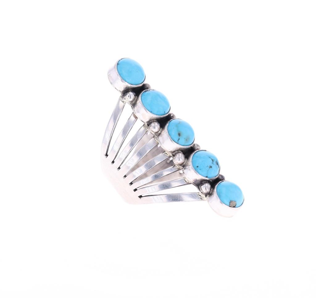 Navajo T. Yazzie Sterling Silver Turquoise Ring