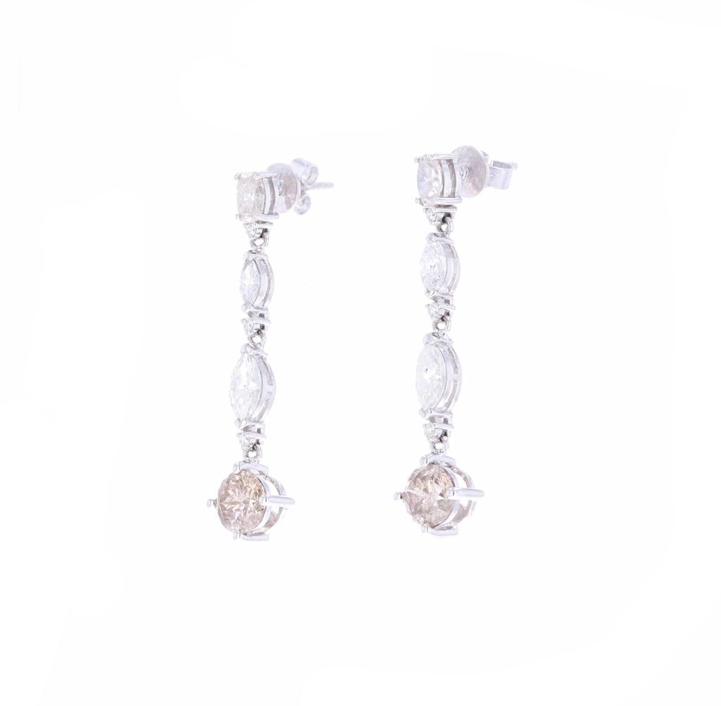 Opulent Diamond & 18k White Gold Dangle Earrings