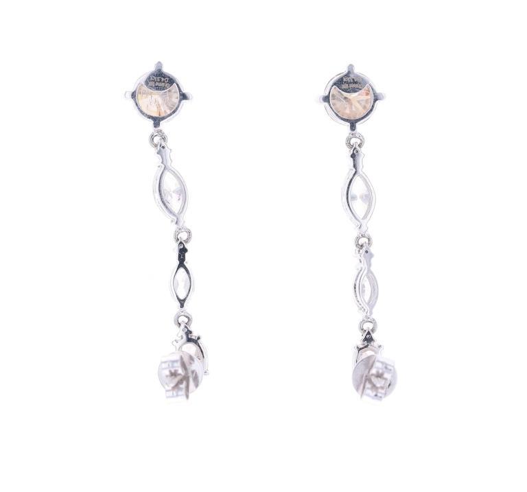 Opulent Diamond & 18k White Gold Dangle Earrings